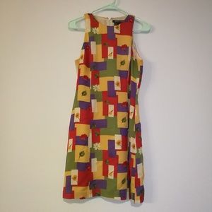 Vintage 90s Y2K Floral Colorblock Shift Dress